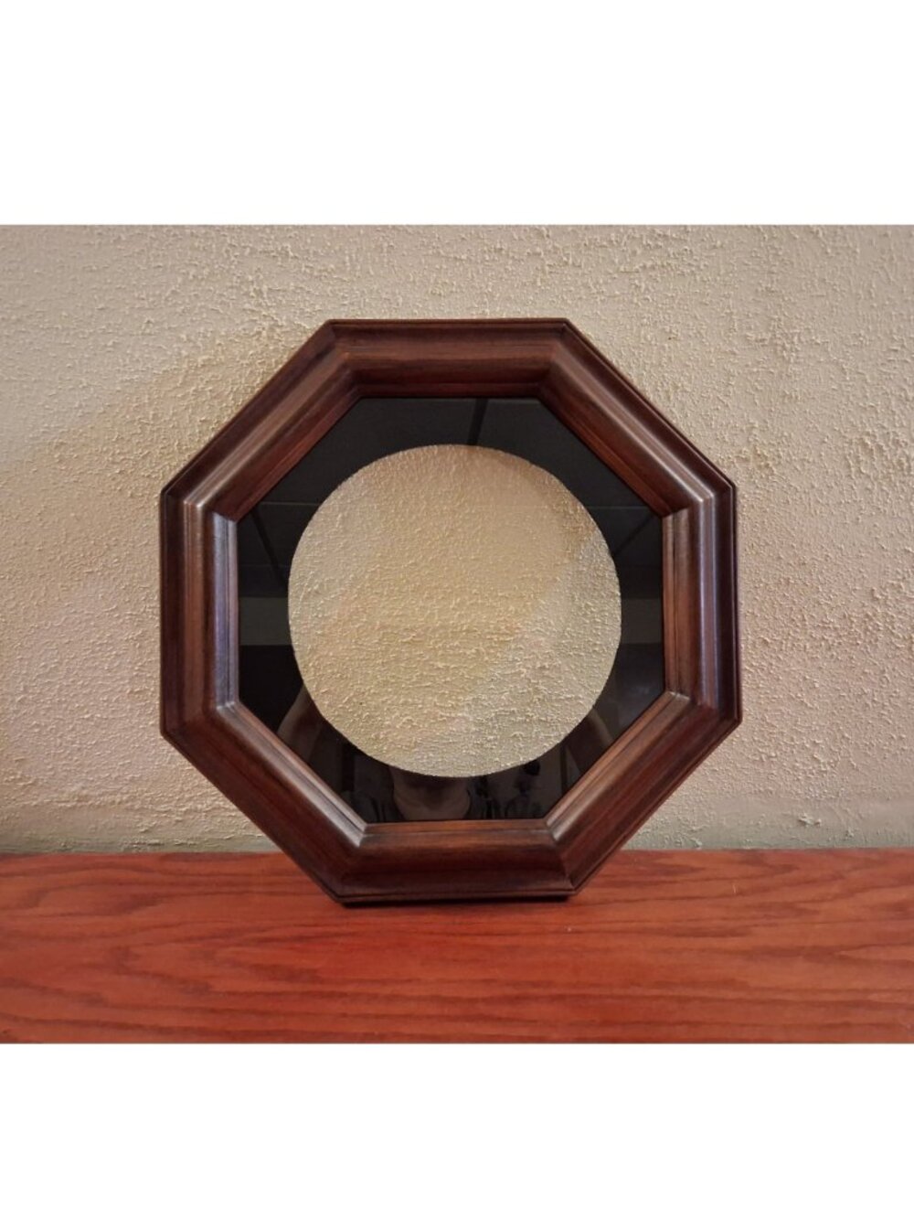 Frame Octagonal Brown Collector Plate Holder and Glass Vintage For 8.5" Plate